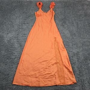 Beginning Boutique Dress Womens 4 Orange Wendy Maxi Slip Ruffle Strap NWT